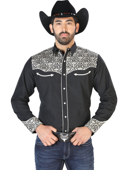 El Señor de los Cielos Embroidery Shirt Black/Beige 126704