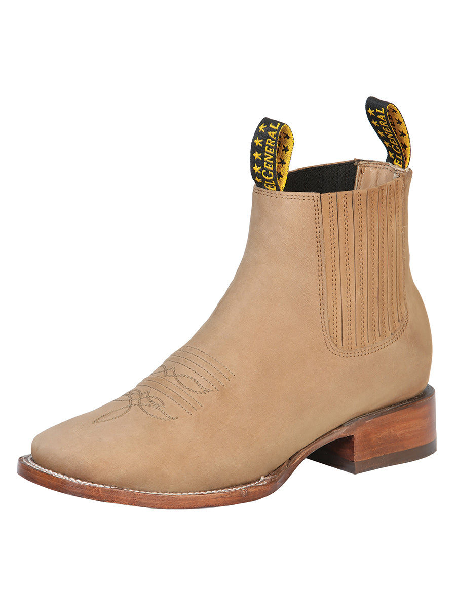 El General Square Toe Ankle Boot - Nobuck Sand 126191