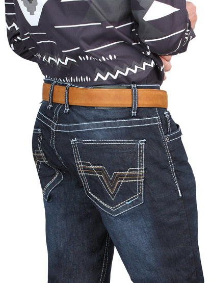 El Norteño Skinny Stretch Denim Pants In Dark Blue 126635