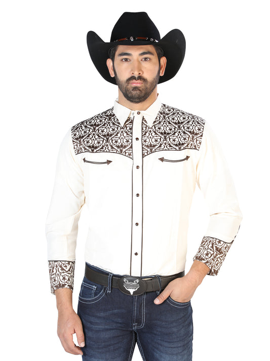El Señor de los Cielos Embroidery Shirt Beige/Gold 126706