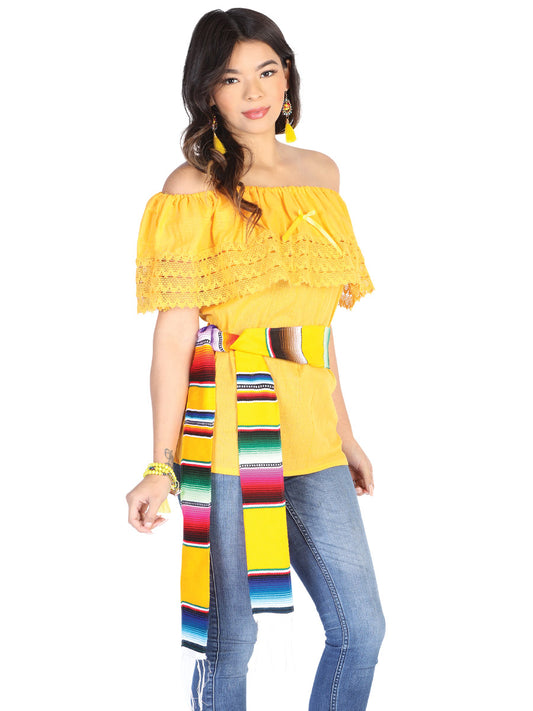 Mexican Artisanal Blouse  50% Cotton, %50 Polyester Yellow  602529
