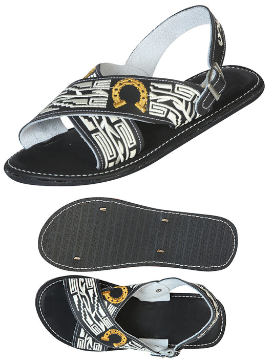 Mexican Artisanal Sandals 50% Leather, 50% Synthetic Black  603788
